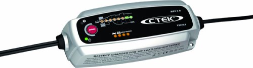 CTEK MXS 5.0 Vollautomatisches Ladegerät (Optimale Ladung,  Unterhaltungsladung und Instandsetzung von Auto- und Motorradbatterien)  12V, 5 Amp. – EU Stecker